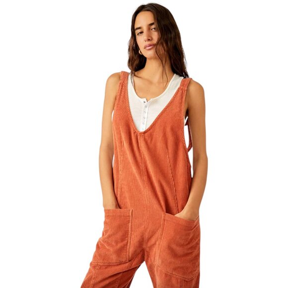 Free People We The Free High Roller Ribbed Corduroy Jumpsuit Overall Medium - Picture 1 of 9